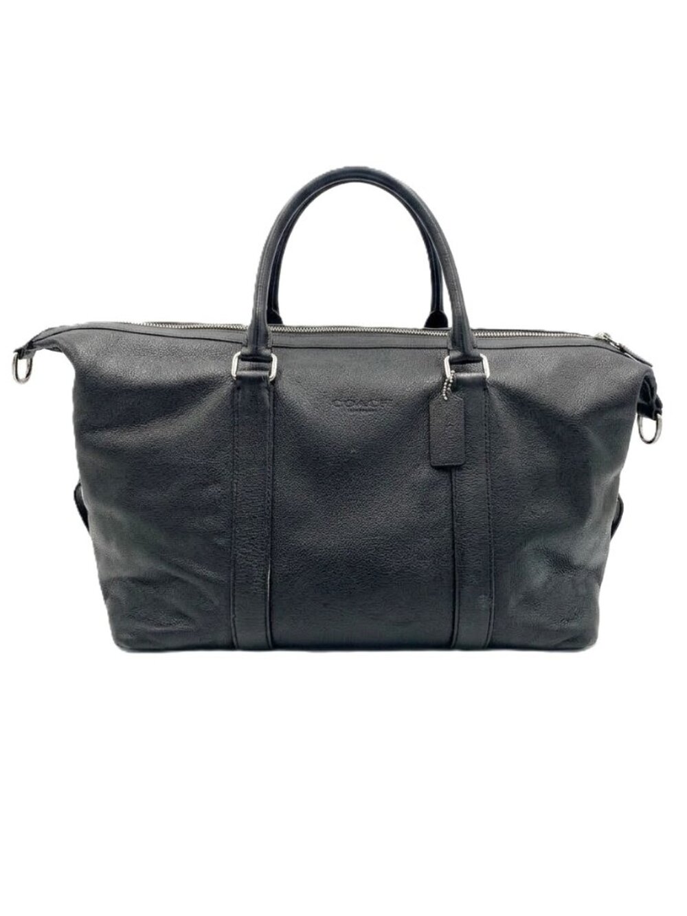 Coach Black Pebbled Leather Duffle Weekender Travel Bag